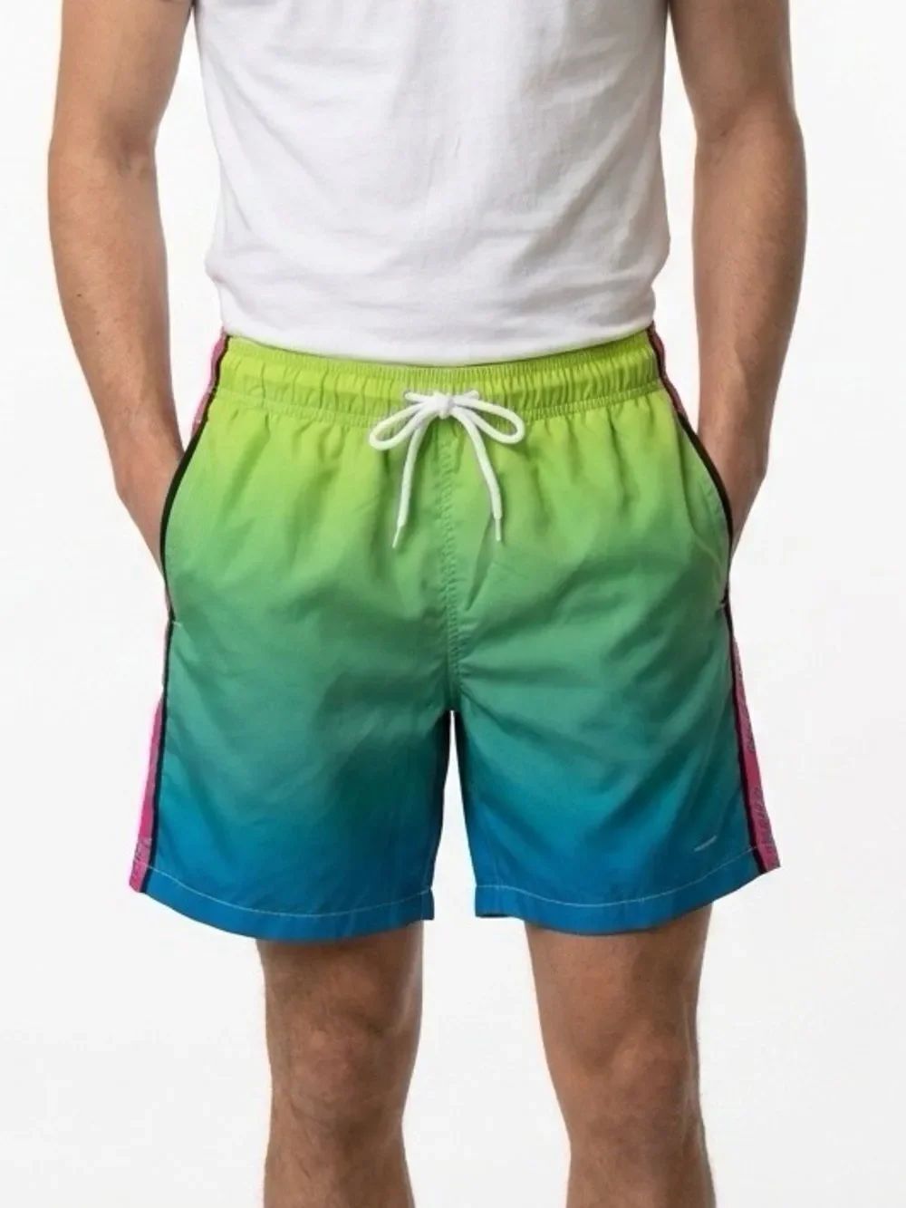 GREEN/BLUE/PINK PARTY SWIM TRUNK BY ARIZONA SIZE MEDIUM NWT